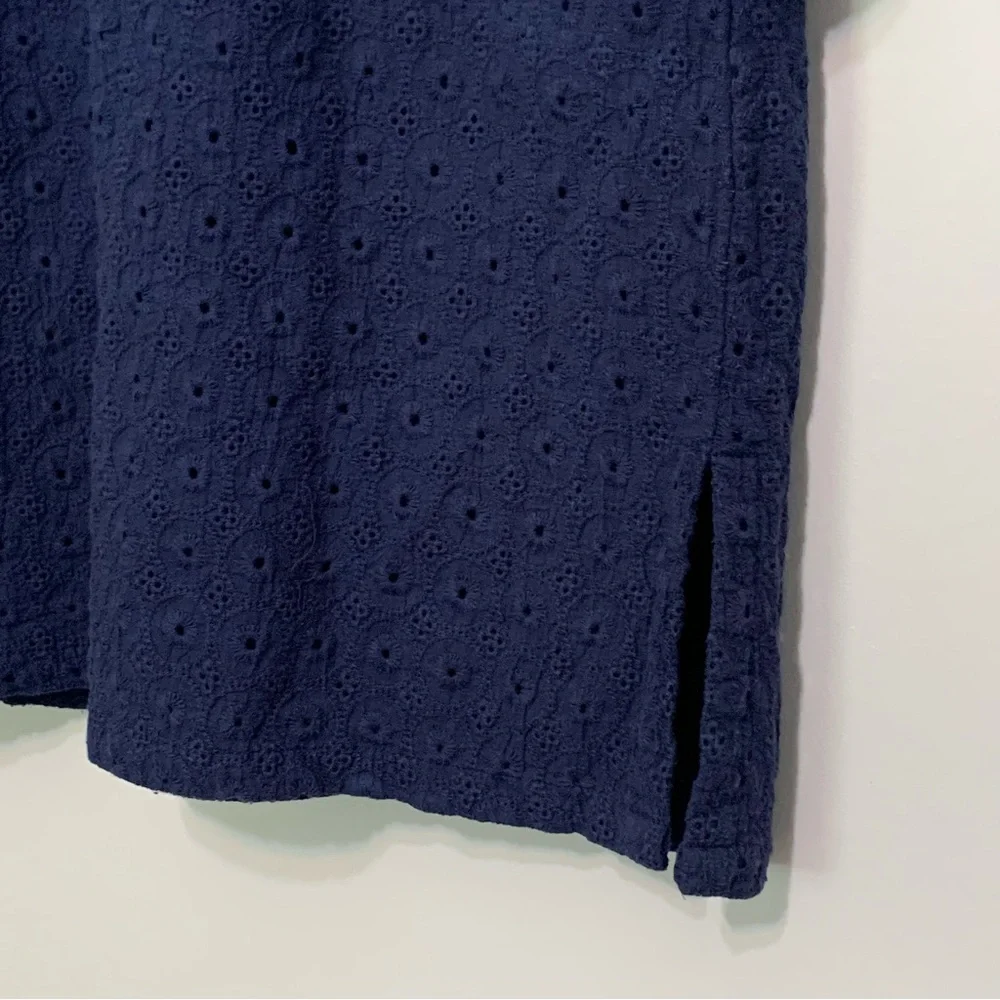 Helen Jon Swimsuit Cover Up Navy Blue Eyelet Small 100% Cotton Resort Wear